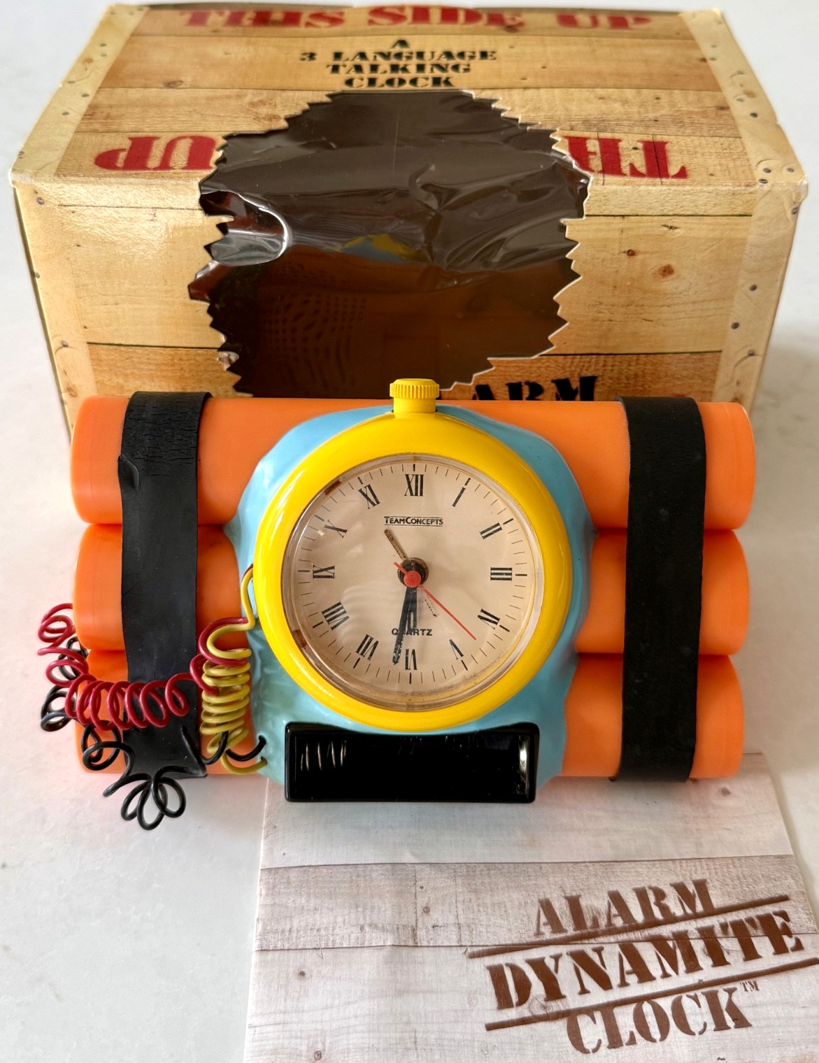 RARE Vintage Team Concepts Dynamite Alarm Clock Original Box Manual AS-IS