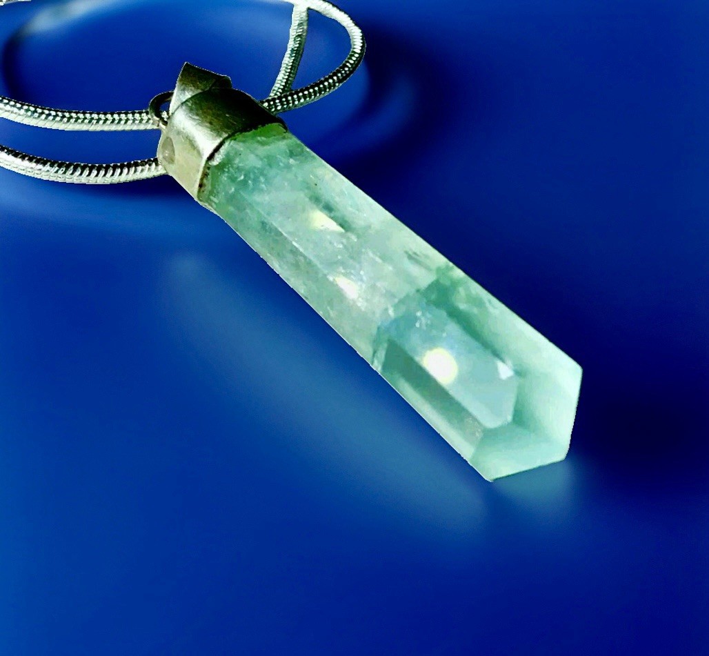 The Stone Of Luck: Marvelous Raw Aquamarine Crystal Necklace Natural Specimen