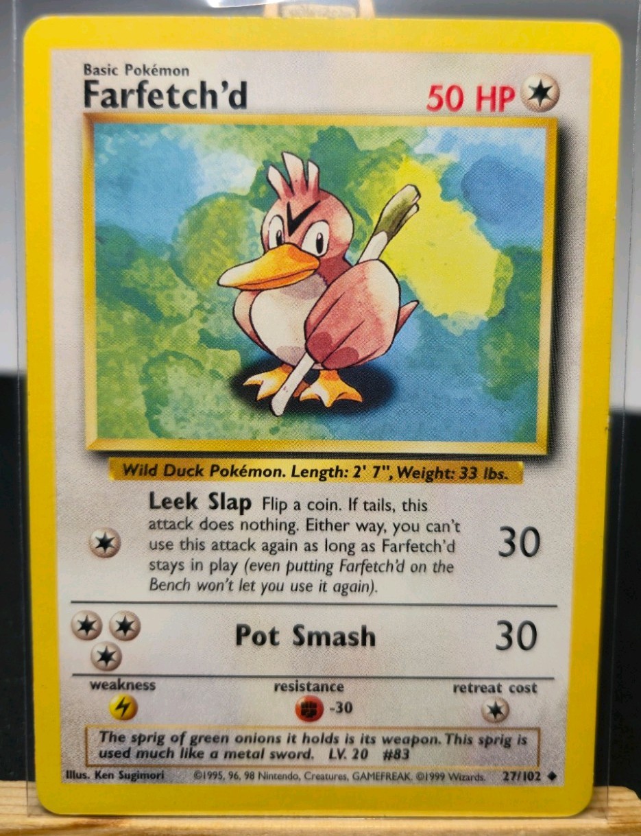 farfetch\'d 27/102 BASE SET 1999 POKEMON ENGLISH VINTAGE farfetch\'d 27/102 BASE SET 1999 POKEMON ENGLISH VINTAGE