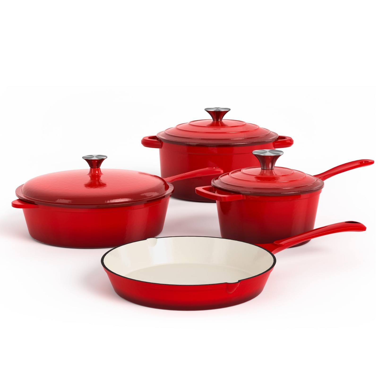 7-Piece Enameled Cast Iron Cookware Set - Durable, Non-Stick, Oven Safe, Multi-C 7-Piece Enameled Cast Iron Cookware Set - Durable, Non-Stick, Oven Safe, Multi-C