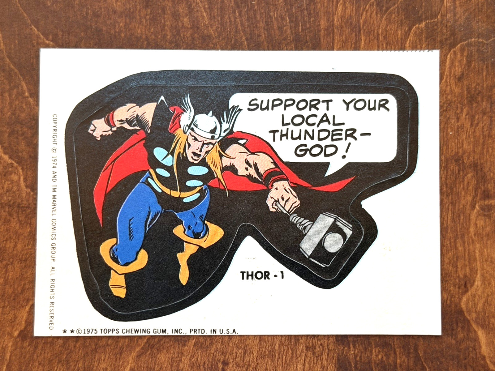 Vtg 1975 Topps Marvel Super-Heroes Sticker Thor Tan Test Back - Ex Cond Vtg 1975 Topps Marvel Super-Heroes Sticker Thor Tan Test Back - Ex Cond