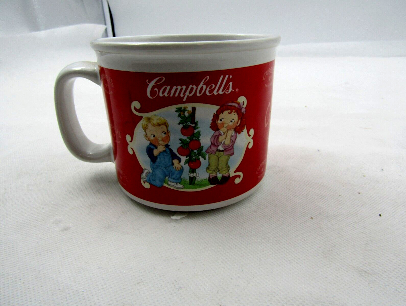 2002 Campbell's Kids Tomatoes Garden Soup Bowl Cup Mug 31981 Houston Harvest