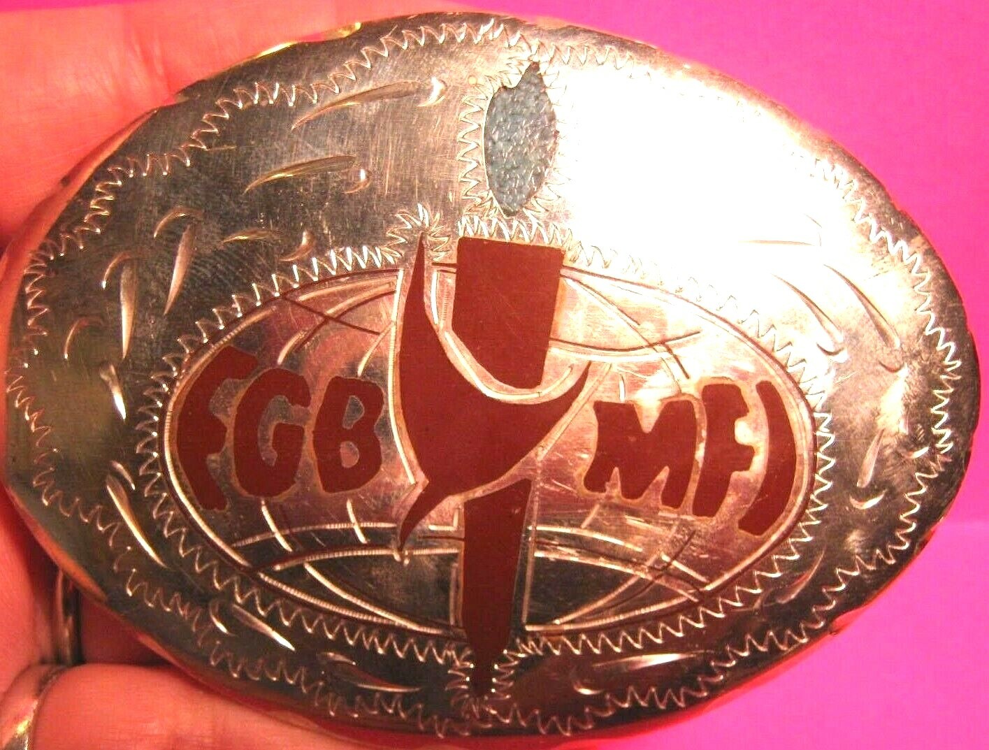 VINTAGE Hand Made by J Tedder FGB MFI & Candle Cowboy Belt Buckle
