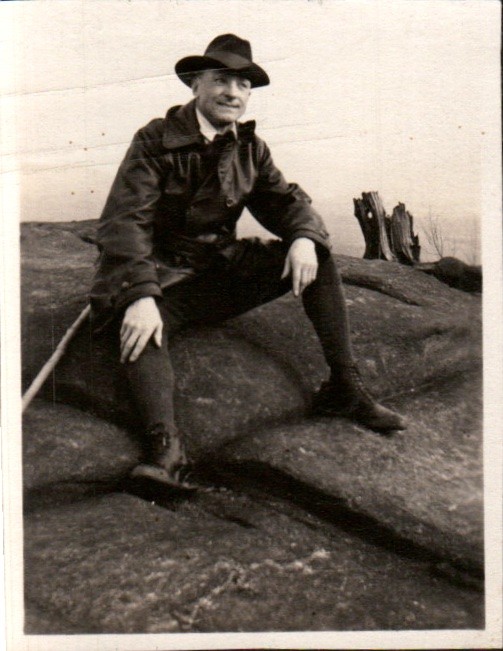 Vintage Antique Black & White Photograph Man Sitting Outdoors Portrait