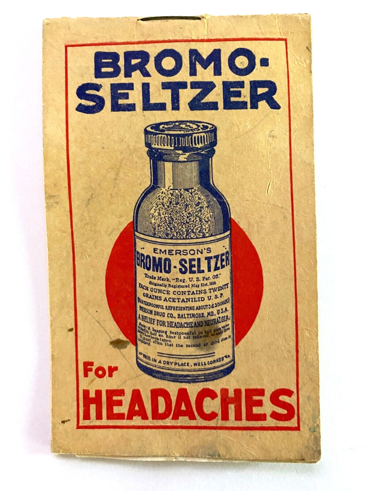1930 BROMO-SELTZER FOR HEADACHES vintage calendar notebook EMERSON'S, BALTIMORE
