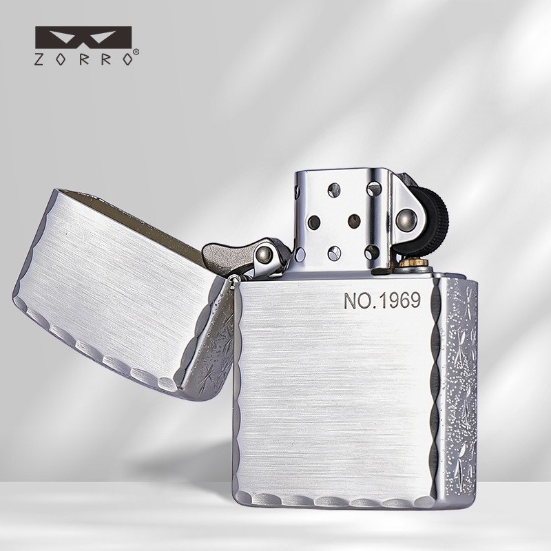 ZORRO Edge Clipped Kerosene Lighter, Windproof Solid Metal Pocket Lighter