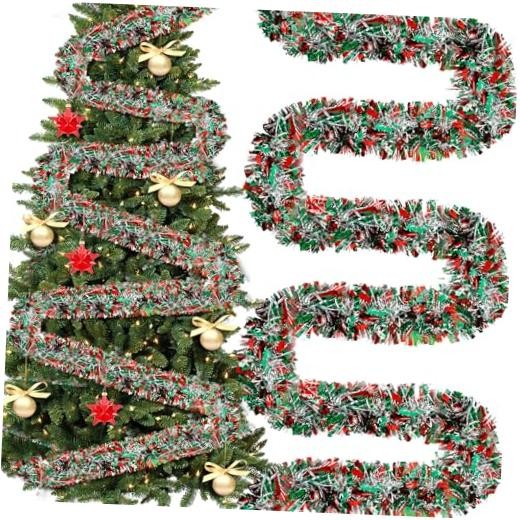 295 Feet Tinsel Garland Red, Green, Silver Christmas