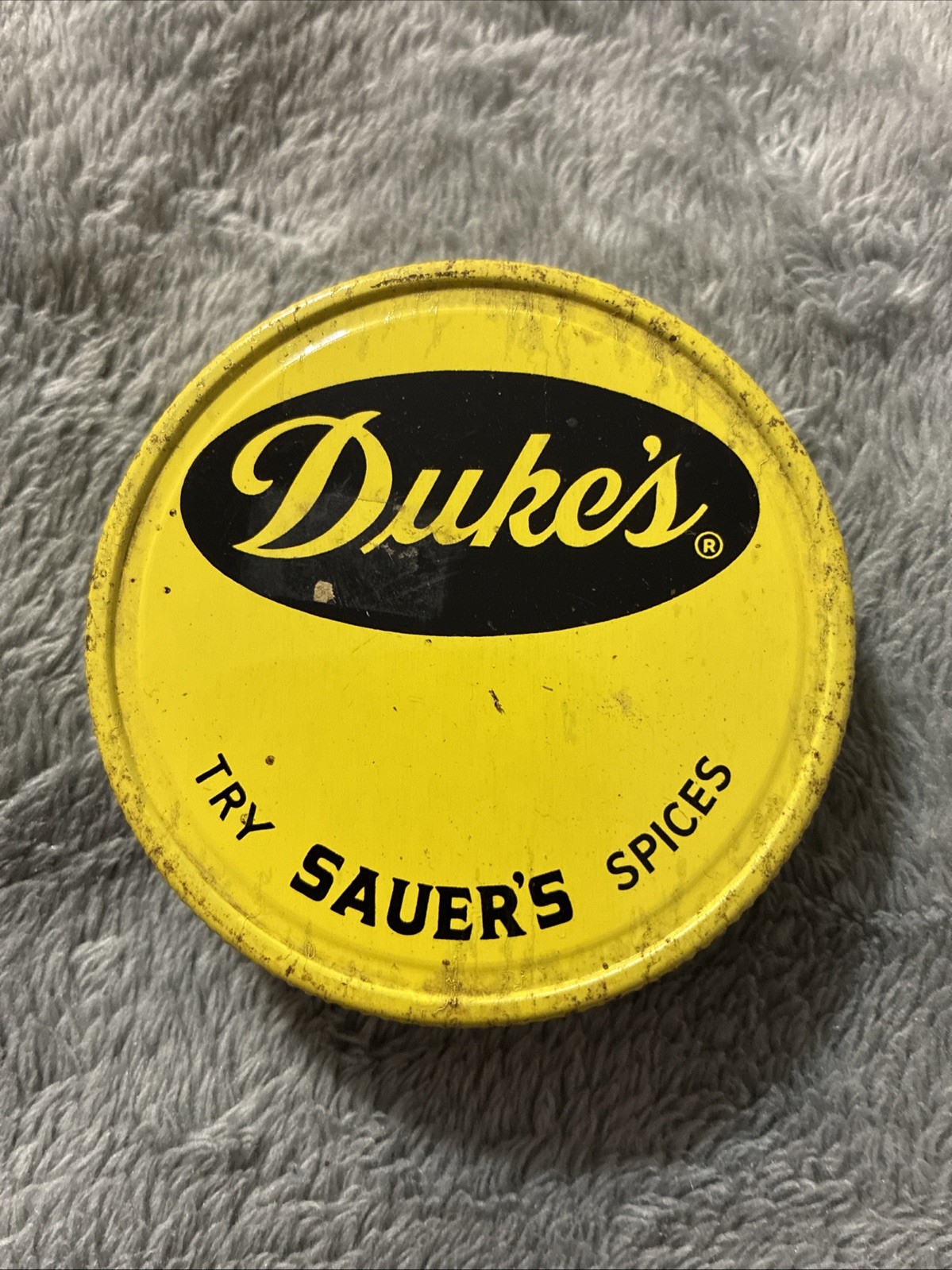 Vintage Duke’s Metal Jar Lid 2 3/4” Round “Try Sauer’s Spices” 👀