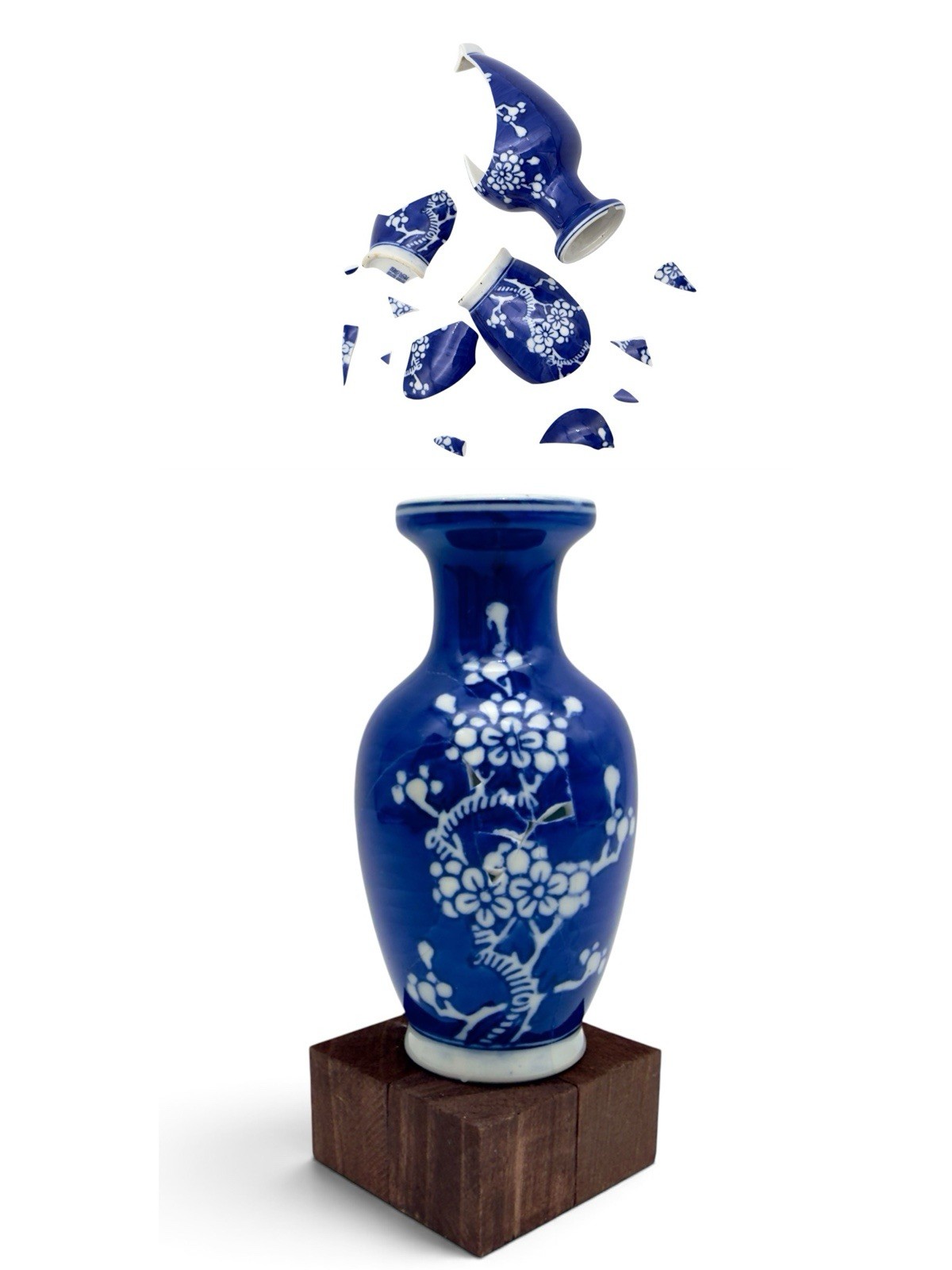 Kintsugi Vase Prunus Plum Blossom Mini Gold Crack Art Personal Growth Gift