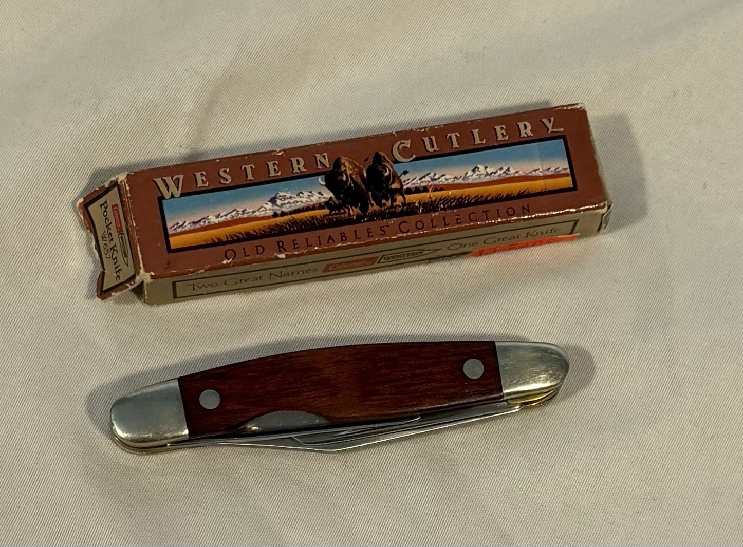 Vintage 1985 Western USA W657 Rosewood Pocket Knife Old Reliables Box Minty 