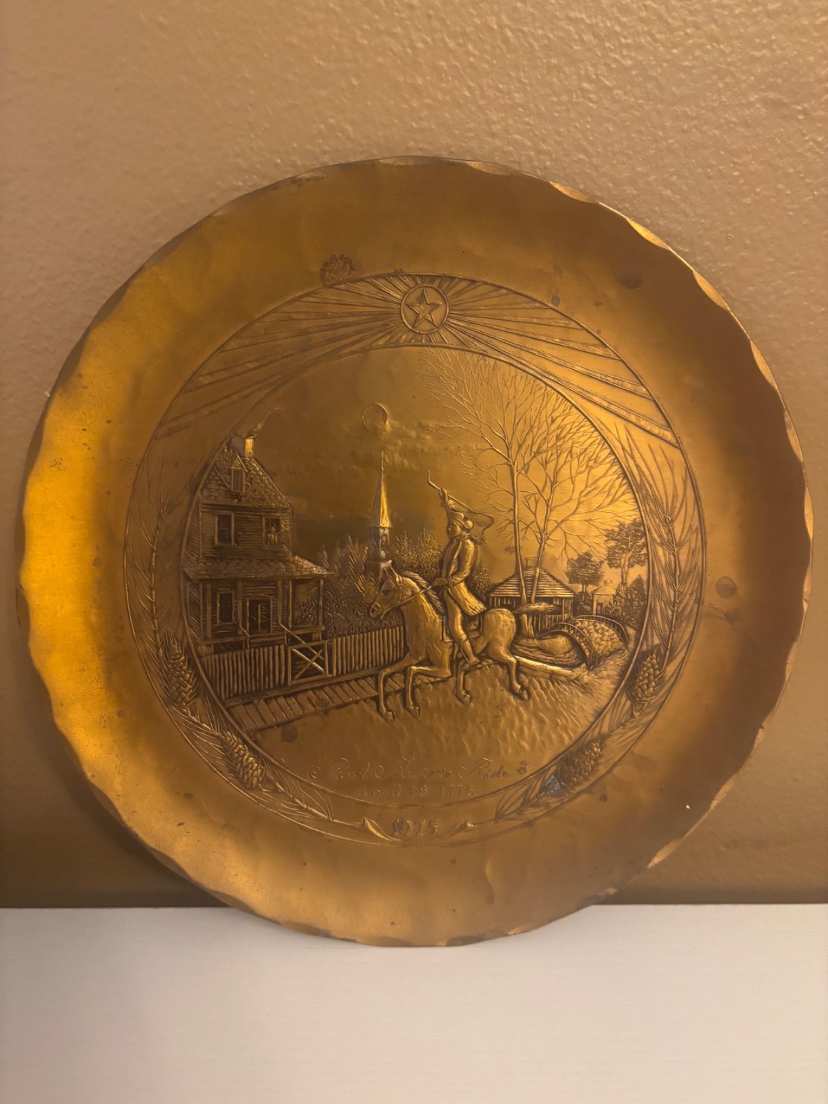 Wendell August Forge Large Plate Solid Bronze Handmade Paul Revere Ride w/Patina