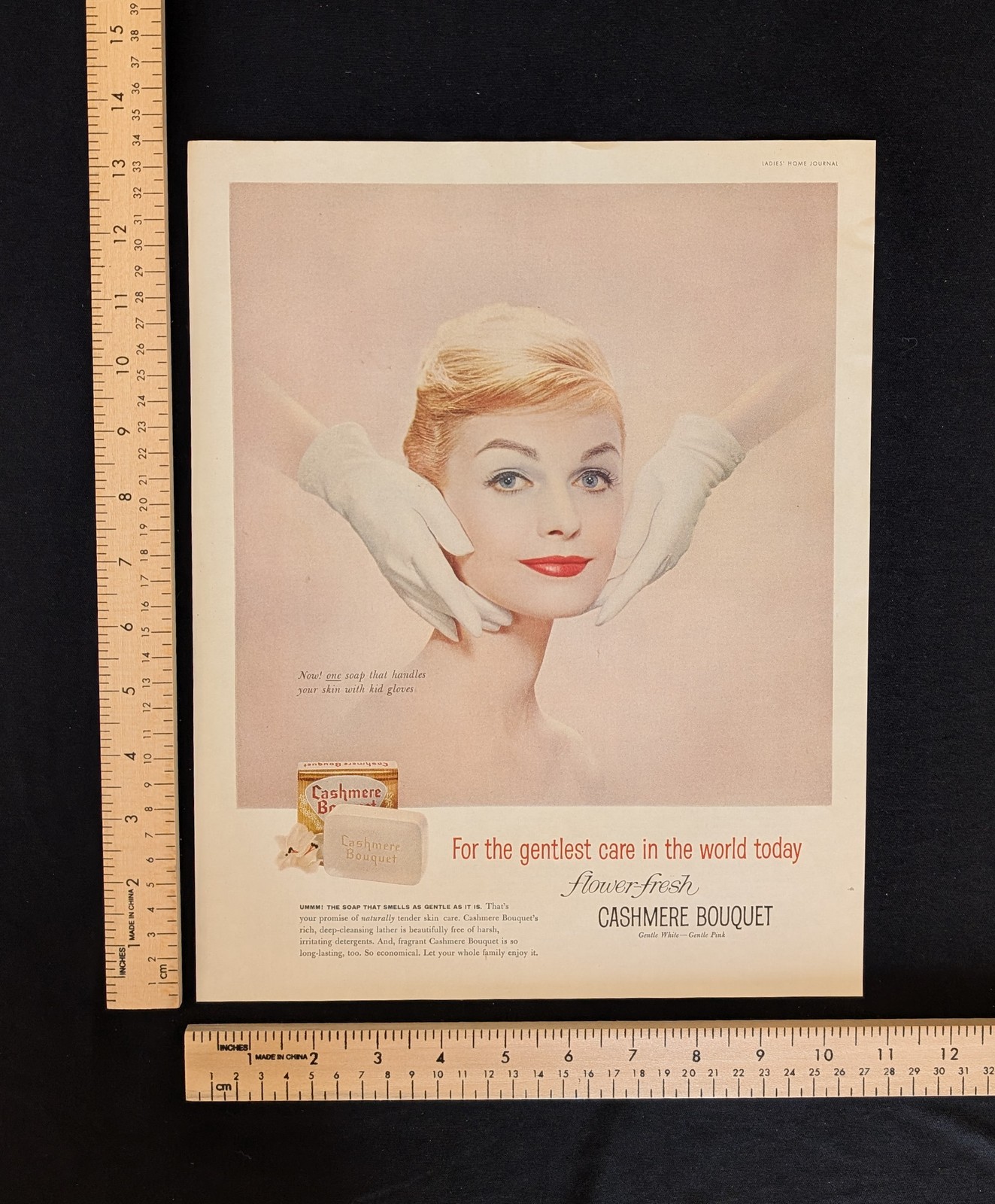Vintage 1959 Cashmere Bouquet Soap Color Print Ad Full Page 1950s Original Retro