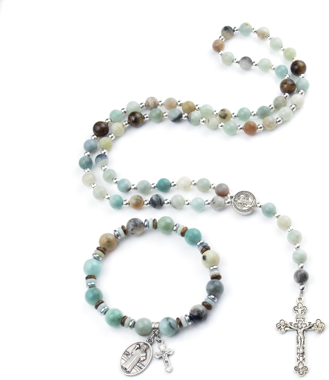Rosary Beads Catholic, 8Mm Tiger Eye Rosary Necklace with 10Mm Tiger Eye St Bene Rosary Beads Catholic, 8Mm Tiger Eye Rosary Necklace with 10Mm Tiger Eye St Bene