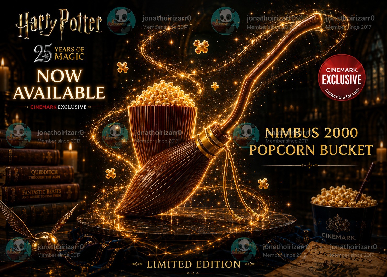 Harry Potter 25th Anniversary Nimbus 2000 Broomstick Popcorn Bucket Cinemark