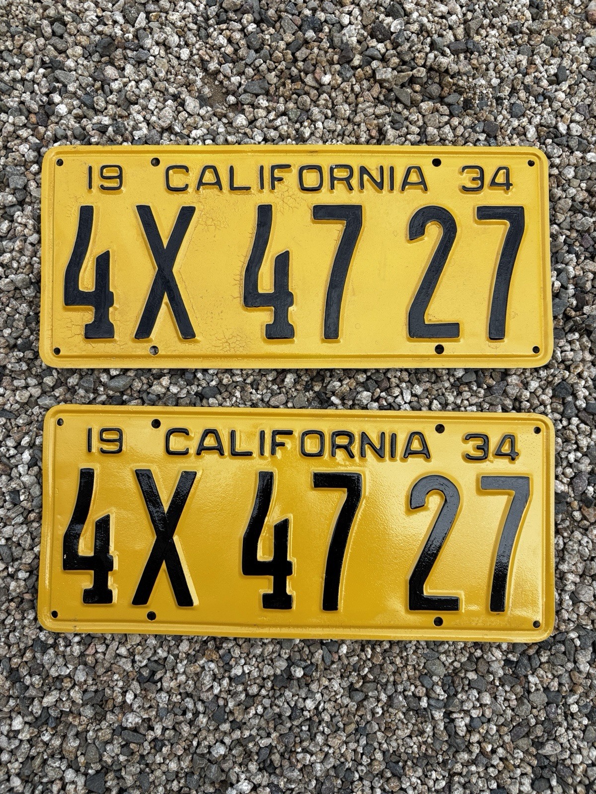 1934 California License Plates Pair. DMV Clear . Hot Rod . Vintage car 