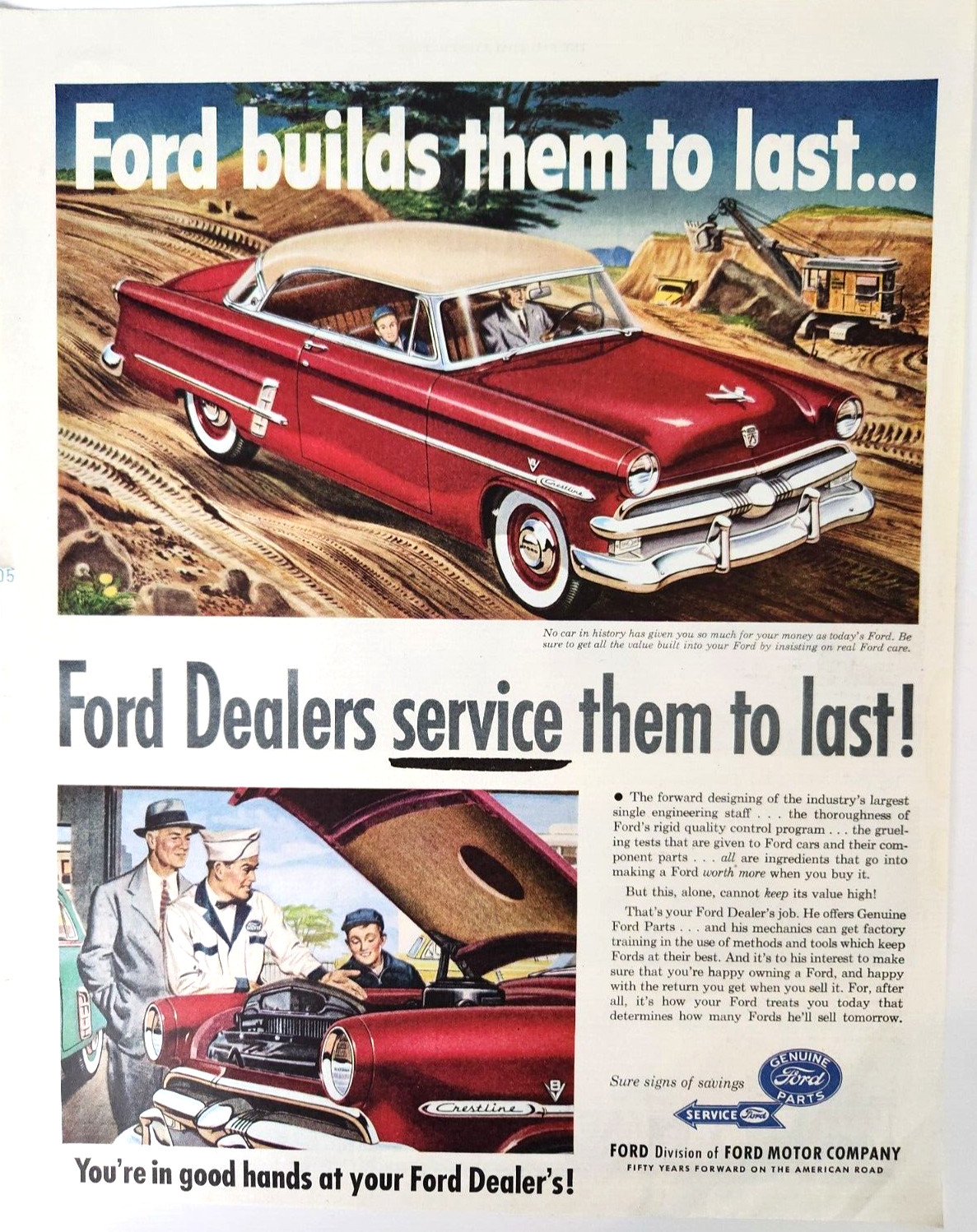 Construction Ford Crestline Vintage 1953 Car Ad Automobile Magazine Print Construction Ford Crestline Vintage 1953 Car Ad Automobile Magazine Print
