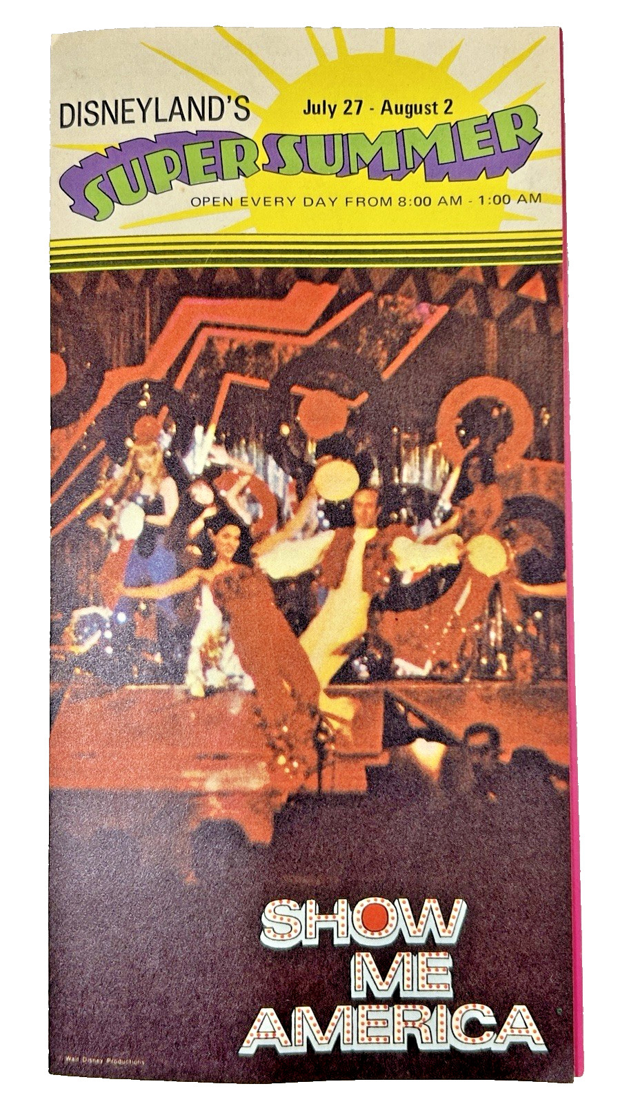 Vtg 1970s Disneyland Super Summer Brochure Showtimes Schedule Anaheim CA Bi-Fold