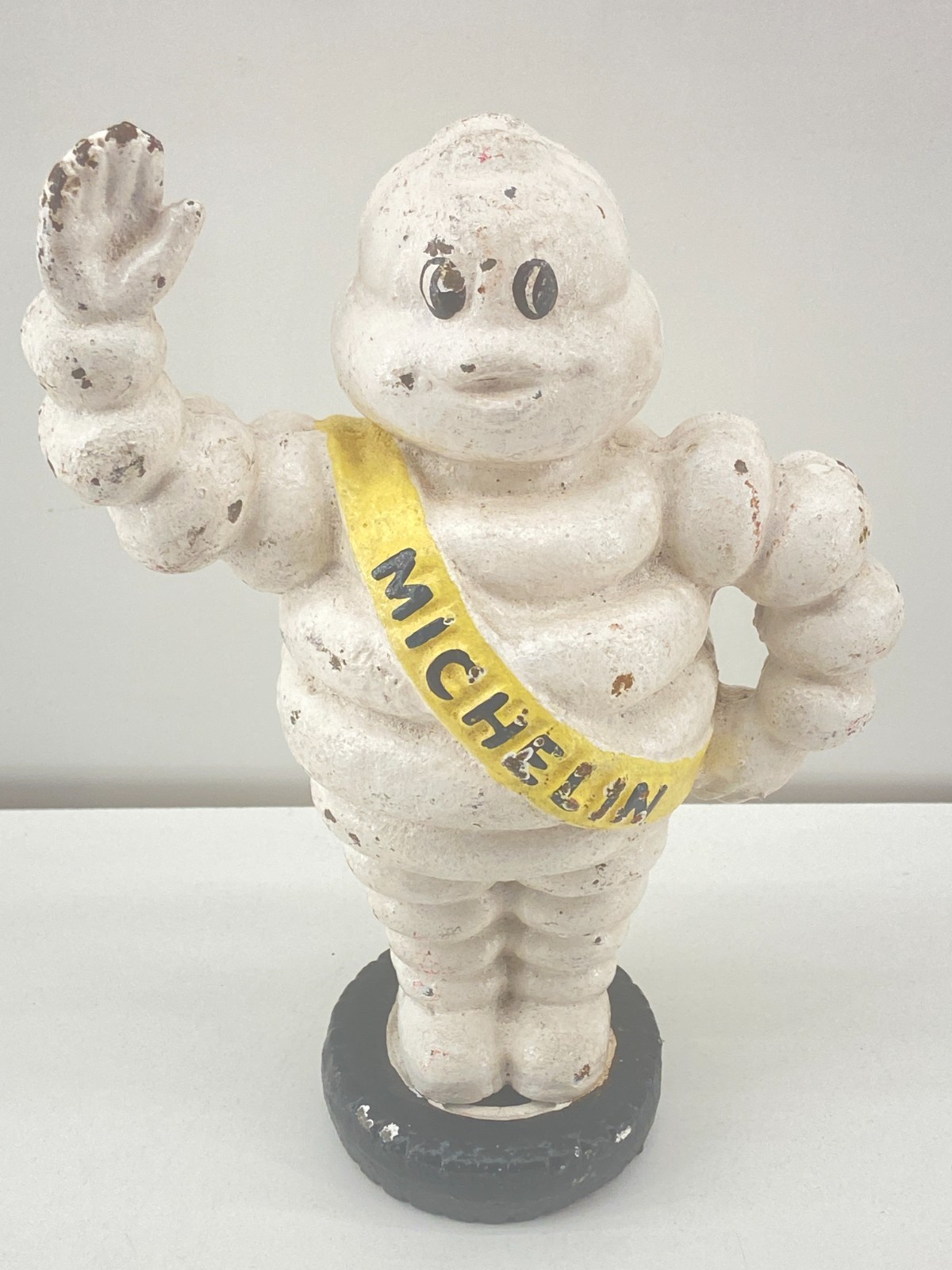 Cast Iron Michelin Man Bibendum on Tire Coin Bank 9 Inch Vintage Style Heavy Cast Iron Michelin Man Bibendum on Tire Coin Bank 9 Inch Vintage Style Heavy