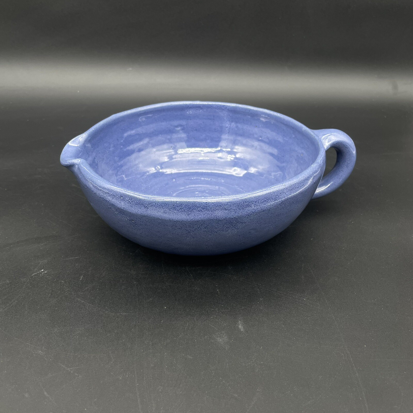 Bybee Pottery Blue 7 1/2 in Mixing Bowl w/ Handle Spout Kentucky Art