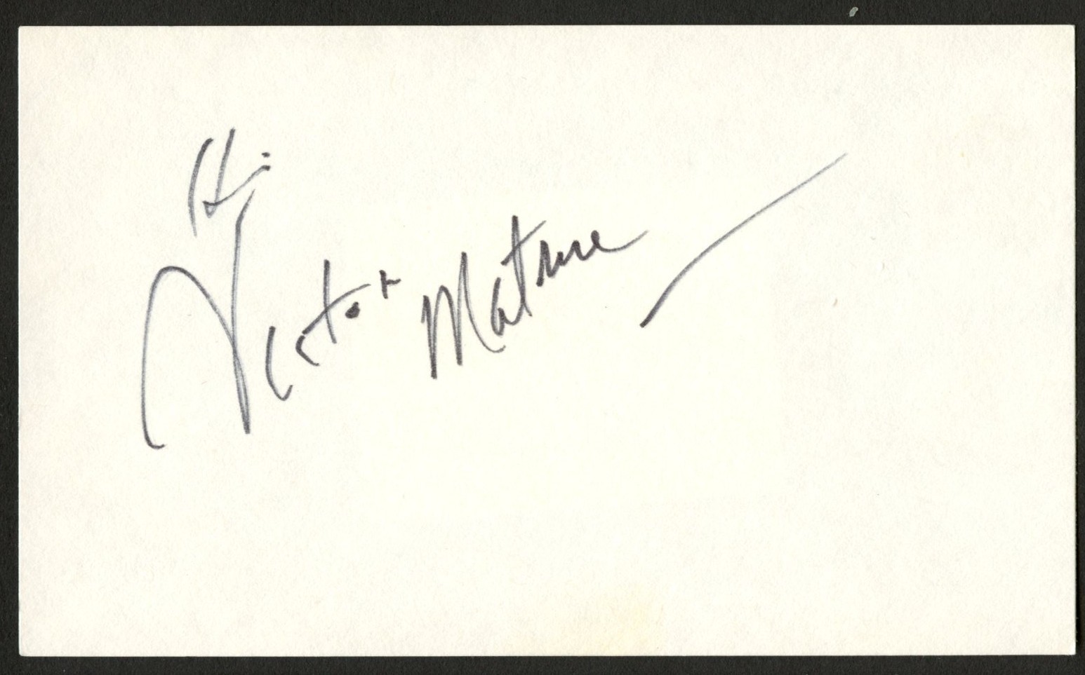 Victor Mature d1999 signed autograph 3x5 card One Million B.C. R366