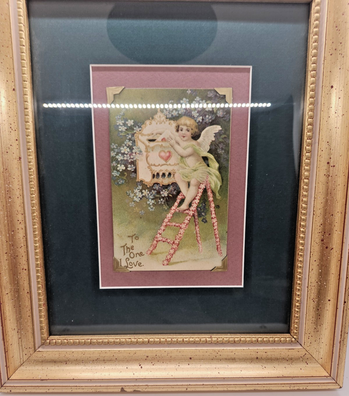 Antique 1910 Valentine Postcard Framed Art 