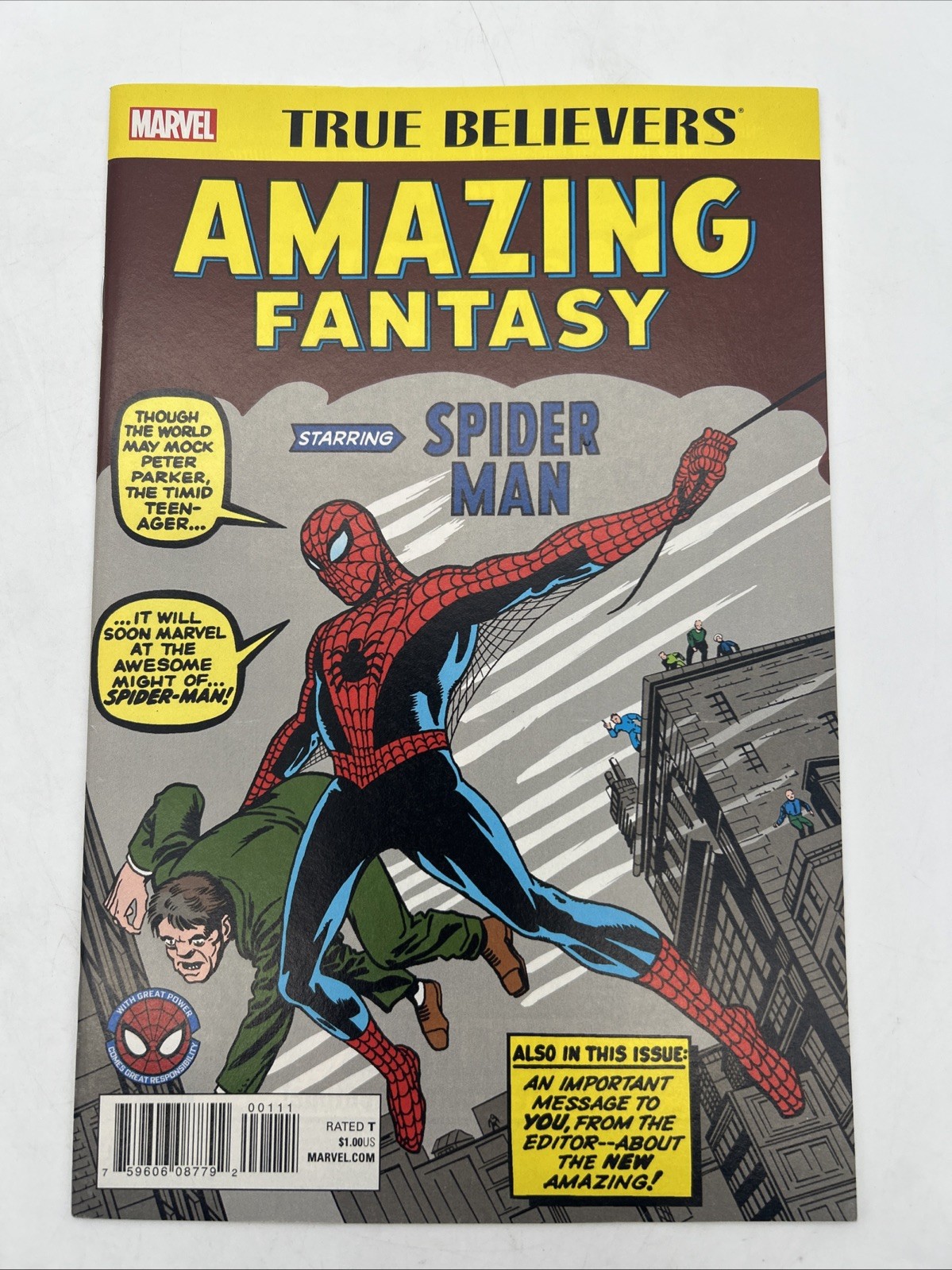 TRUE BELIEVERS AMAZING FANTASY #15 NEW UNREAD MEGA KEY REPRINT 1ST SPIDER-MAN TRUE BELIEVERS AMAZING FANTASY #15 NEW UNREAD MEGA KEY REPRINT 1ST SPIDER-MAN