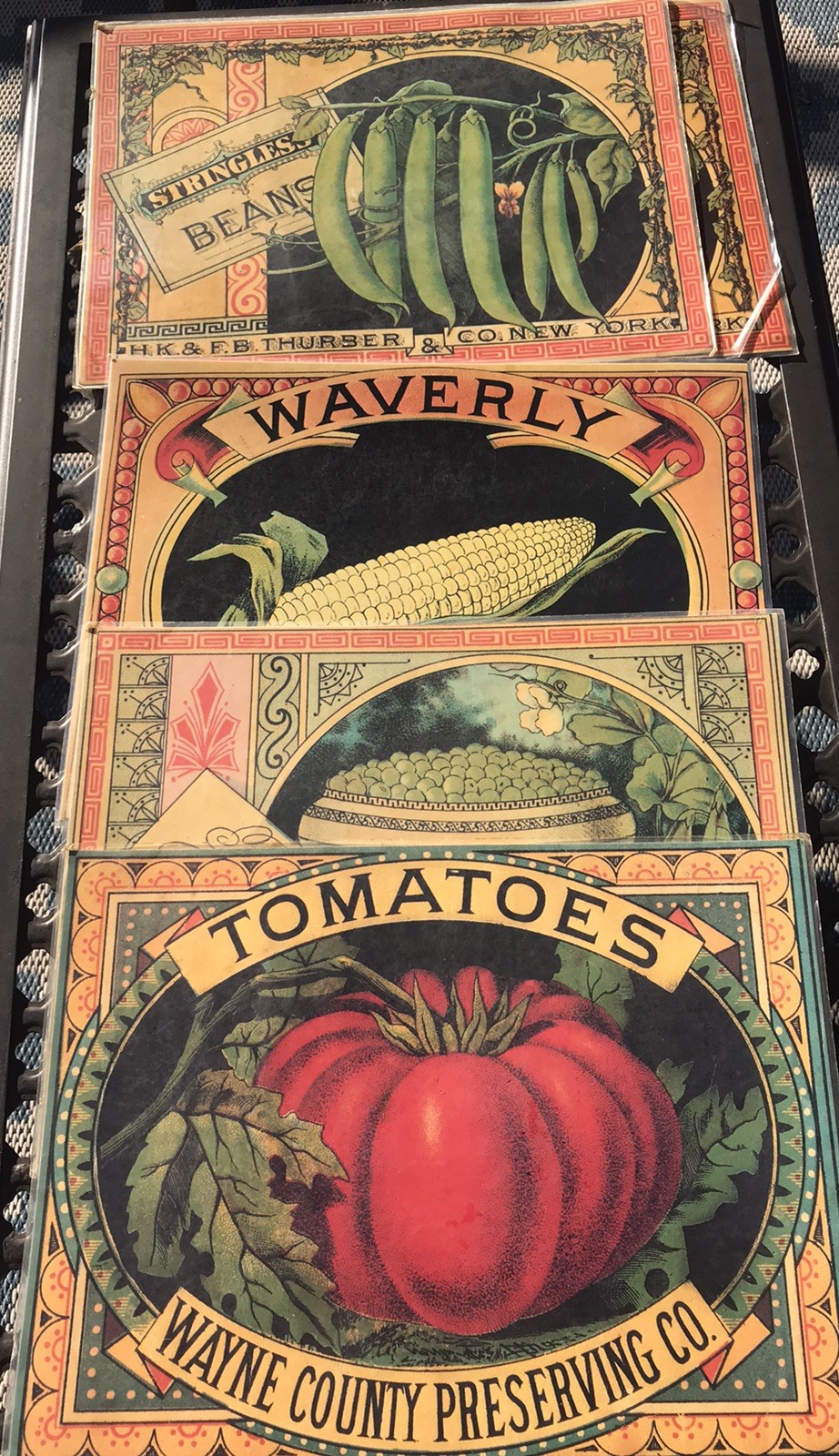 H.K & F.B THURBER & CO. NEW YORK Canning Label Placemats Lot Of 7 H.K & F.B THURBER & CO. NEW YORK Canning Label Placemats Lot Of 7