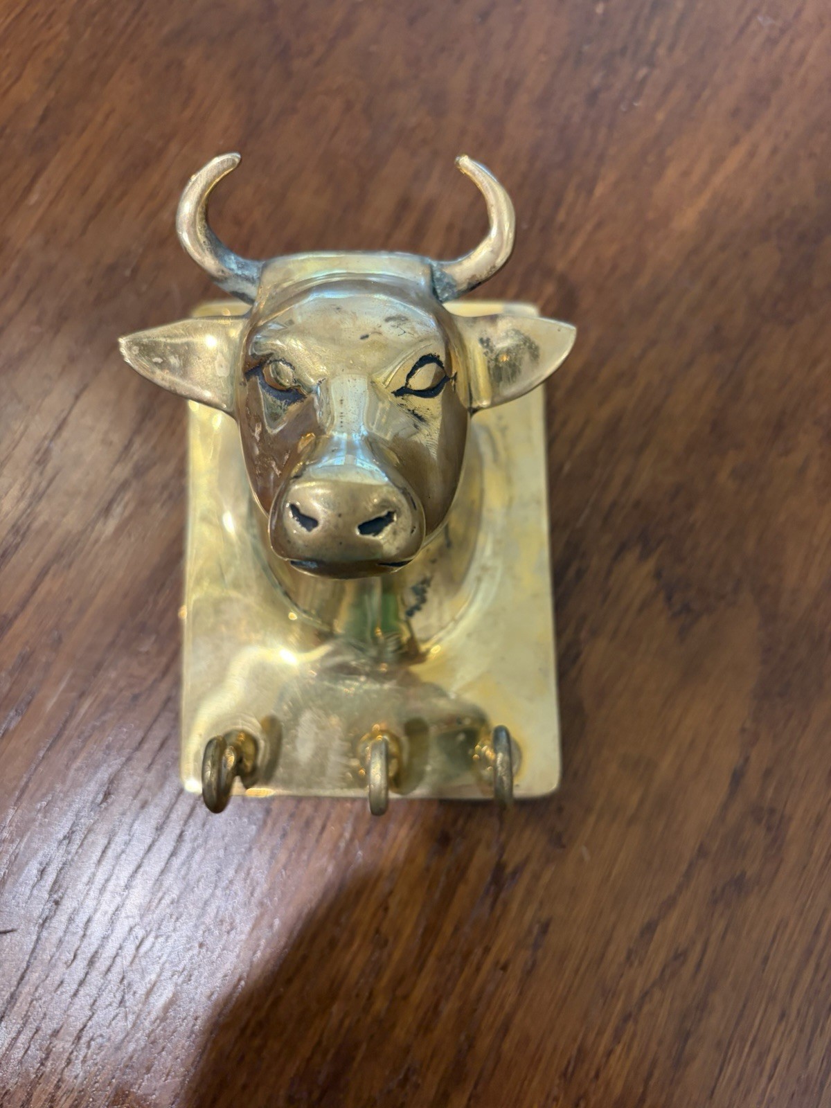 Vintage Copper Cow Bull Head Farm Kitchen Towel Apron Holder Hanger Wall Mount