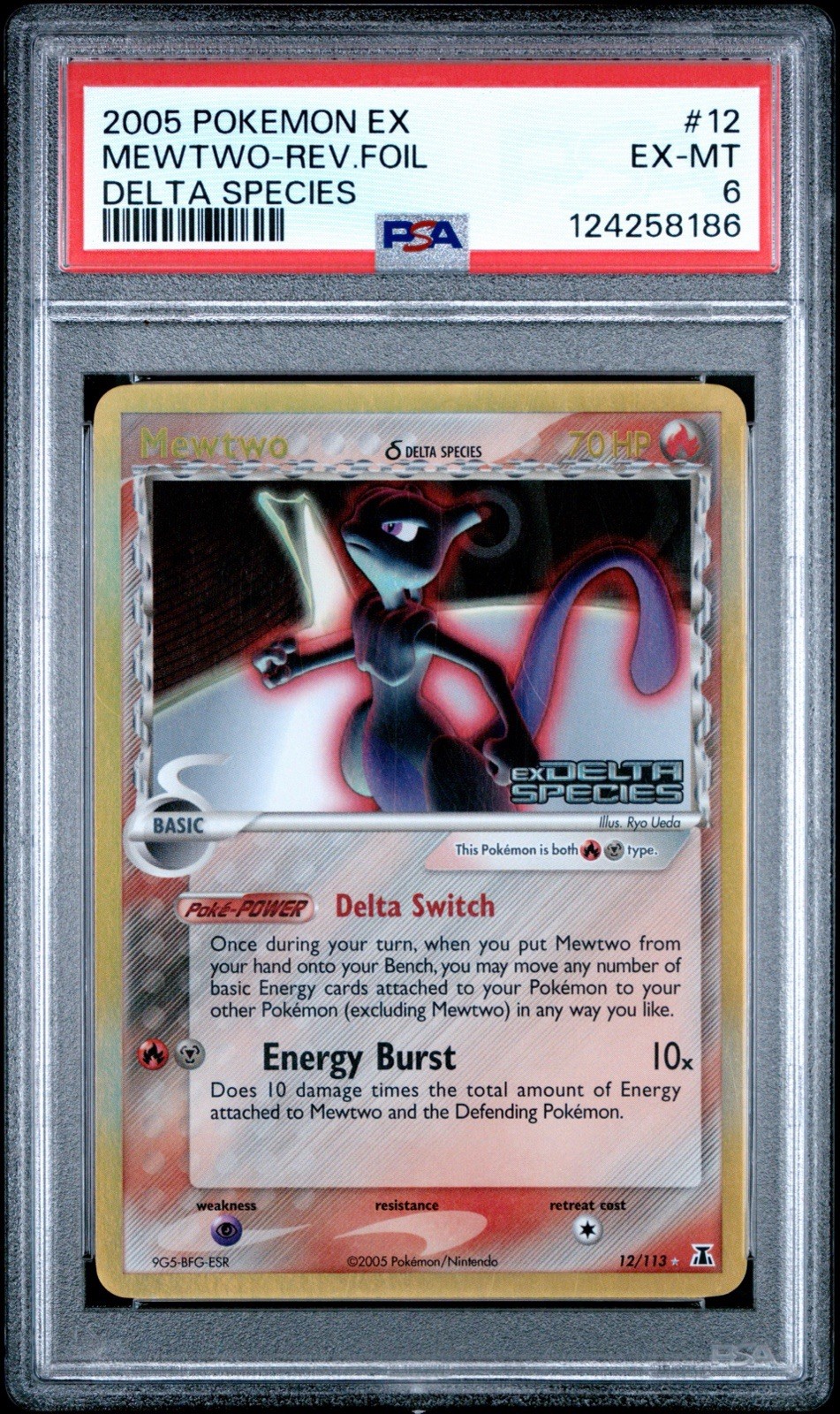 Mewtwo Rev Foil 2005 EX Delta Species PSA 6