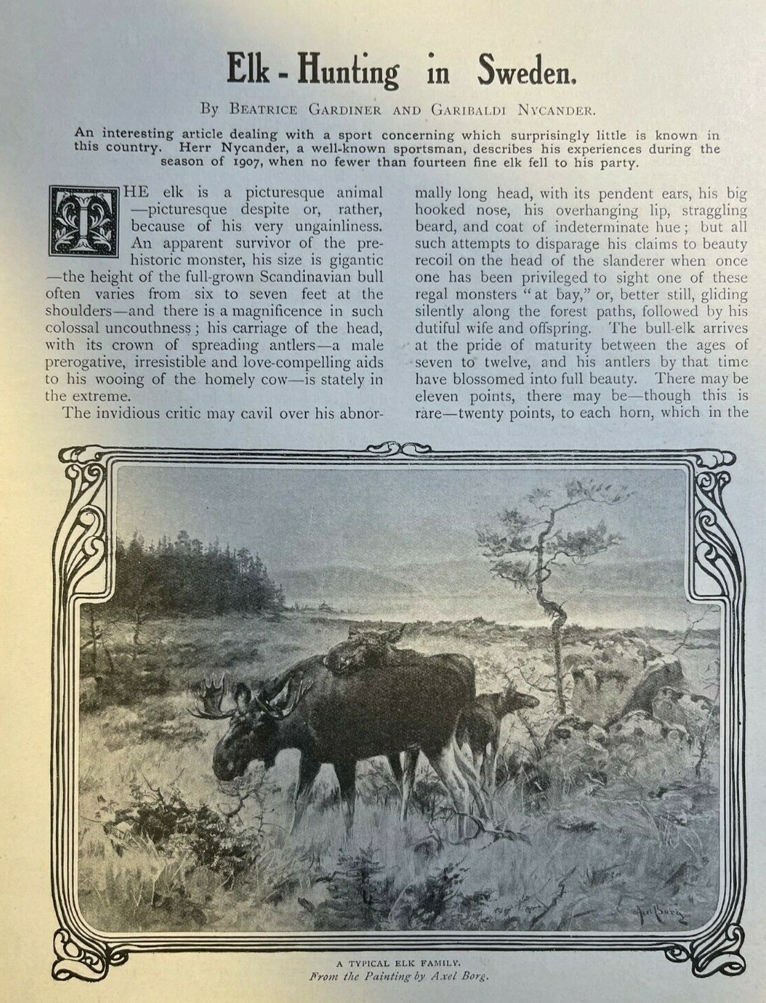 1908 Elk Hunting in Sweden illustrated