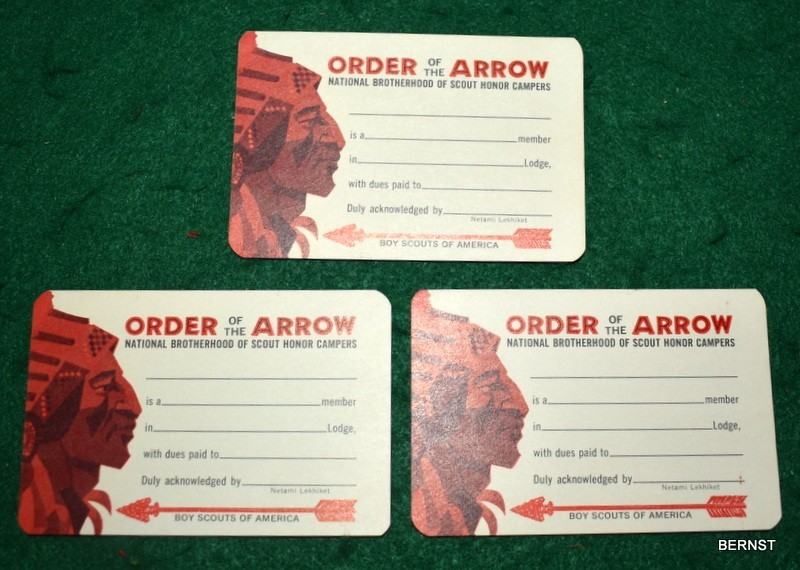 VINTAGE BOY SCOUT 1968 ORDER OF THE ARROW MEMBERSHIP CARD LOT - VINTAGE BOY SCOUT 1968 ORDER OF THE ARROW MEMBERSHIP CARD LOT -