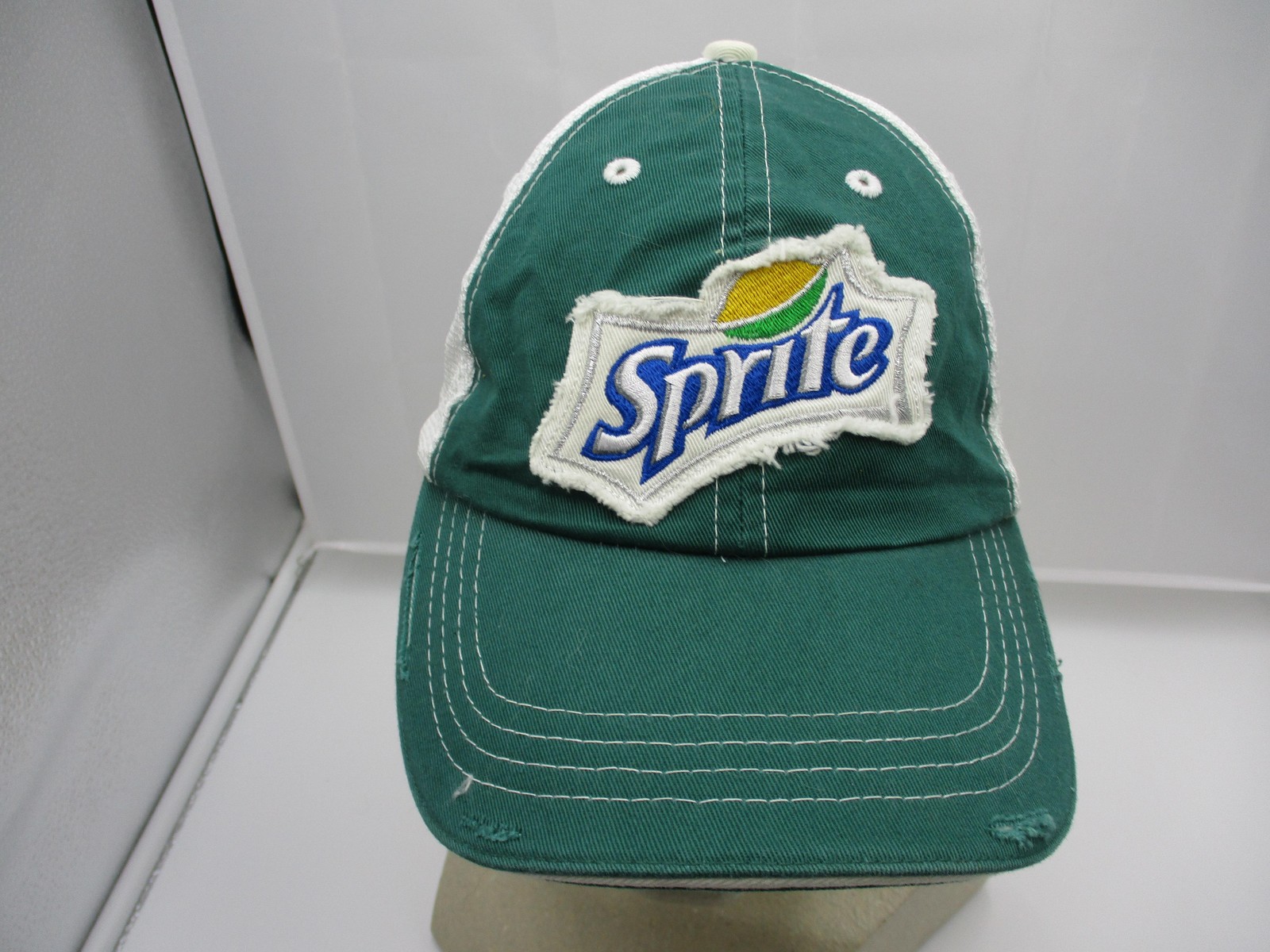 Sprite Green Trucker Hat Adjustable One Size Baseball Cap Soda Logo Distressed