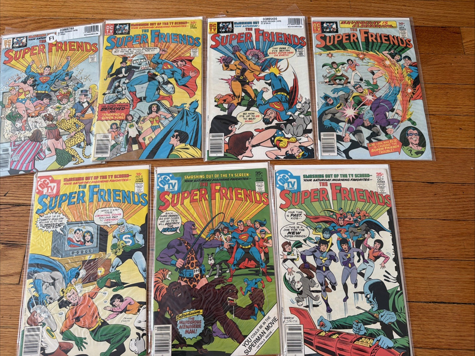 Super Friends Issues 1-7/1976/DC TV Comic/Includes Wonder Twins & Gleek debut