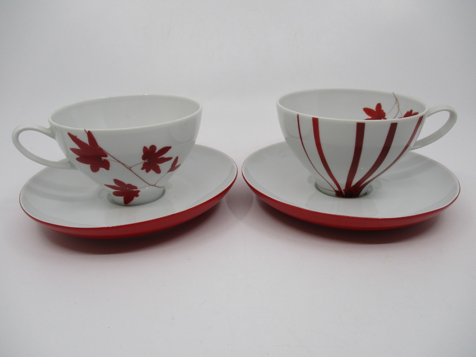 MIKASA PURE RED -  2 CUPS & SAUCERS - 2 7/8\