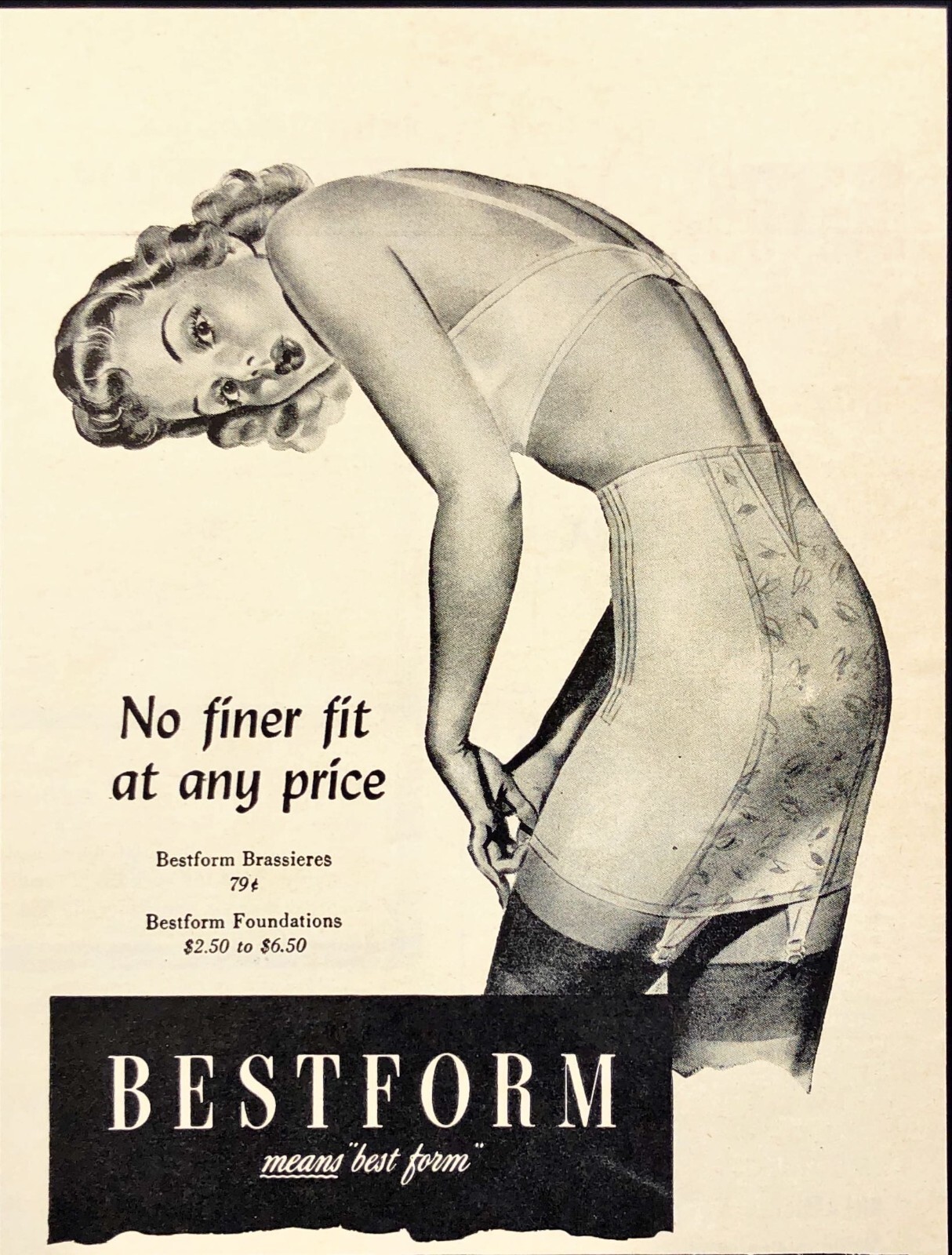 1943 Bestform Brassieres and Foundations Woman Undergarments Vintage Print Ad