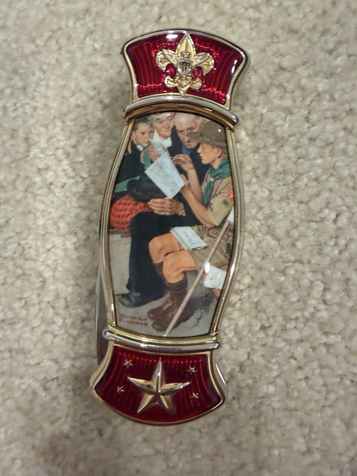Franklin Mint Norman Rockwell BSA A Scout Is Friendly Collector Knife w/ Case Franklin Mint Norman Rockwell BSA A Scout Is Friendly Collector Knife w/ Case