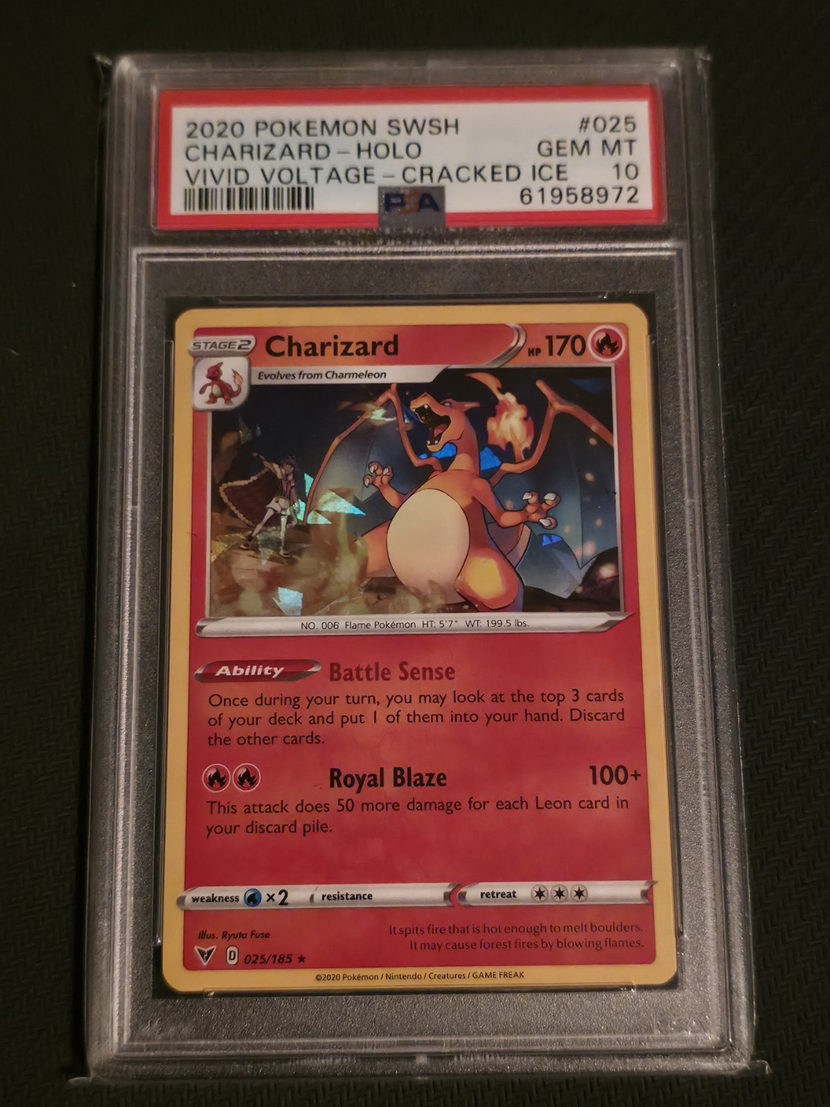 2020 Pokemon SWSH Vivid Voltage Charizard Cracked Ice Promo Holo #025/185 PSA 10
