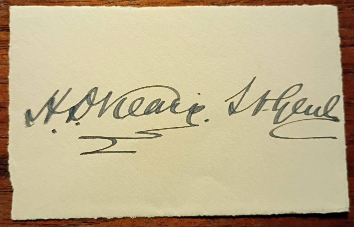 Lt-Gen. H. O\'Leary (1868-1934) Autograph ~ Cut Signature w/Inscription