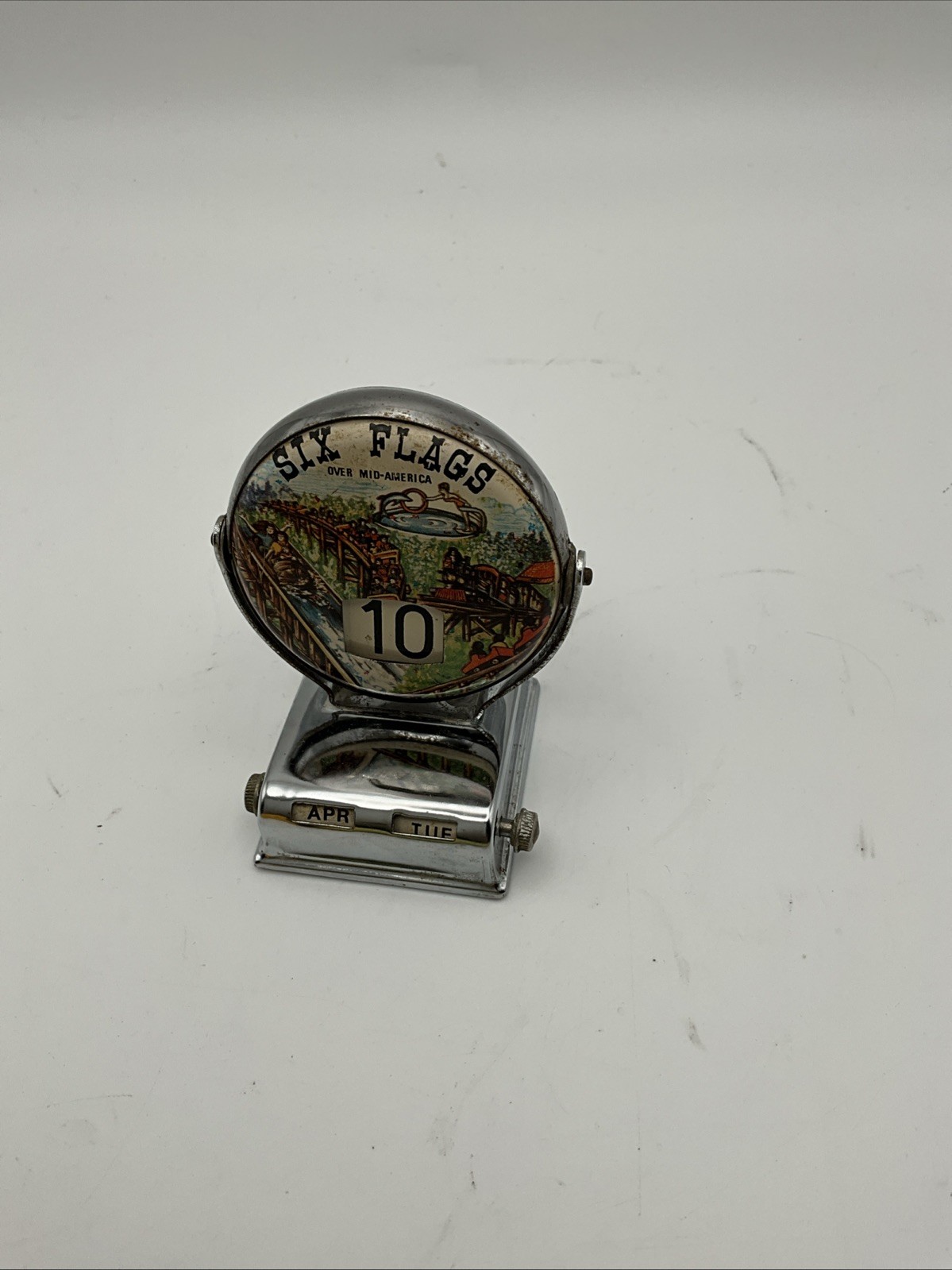 Vintage Six Flags Over Mid-America Perpetual Desk Calendar Chrome Works Vintage Six Flags Over Mid-America Perpetual Desk Calendar Chrome Works