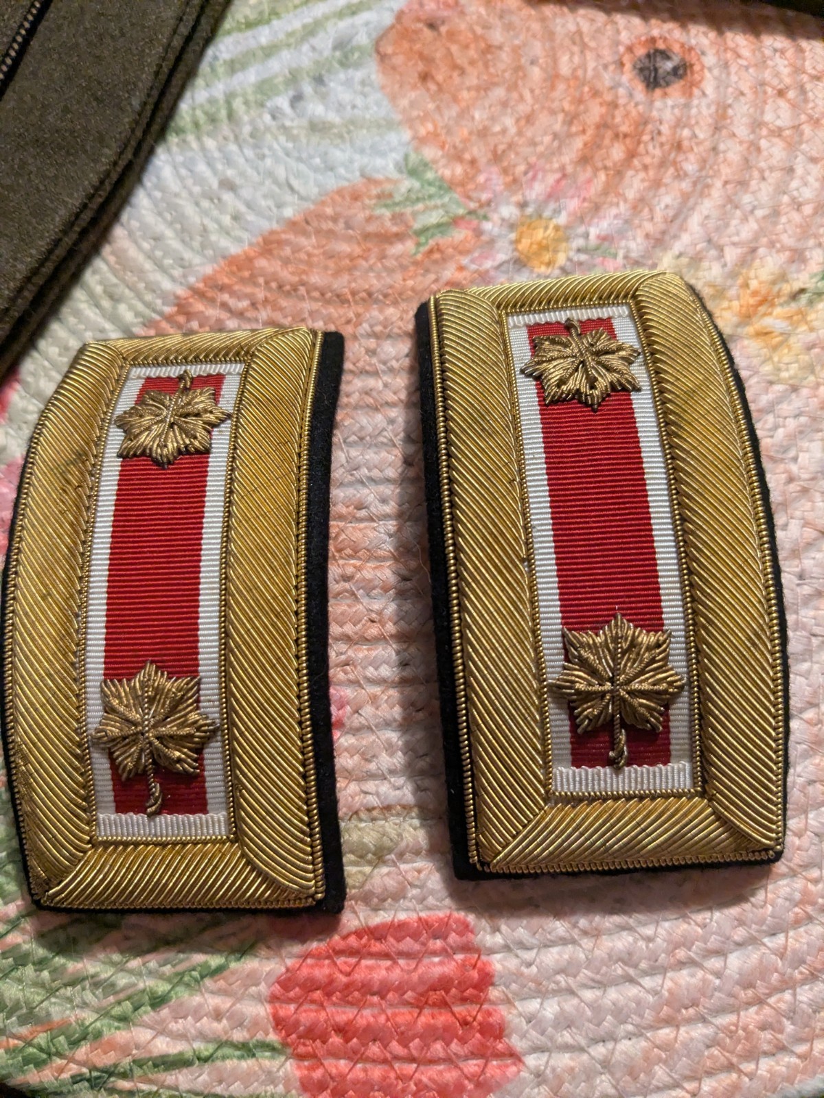Authentic WWII US Army Major Engineer Officer Shoulder Boards Straps Bullion