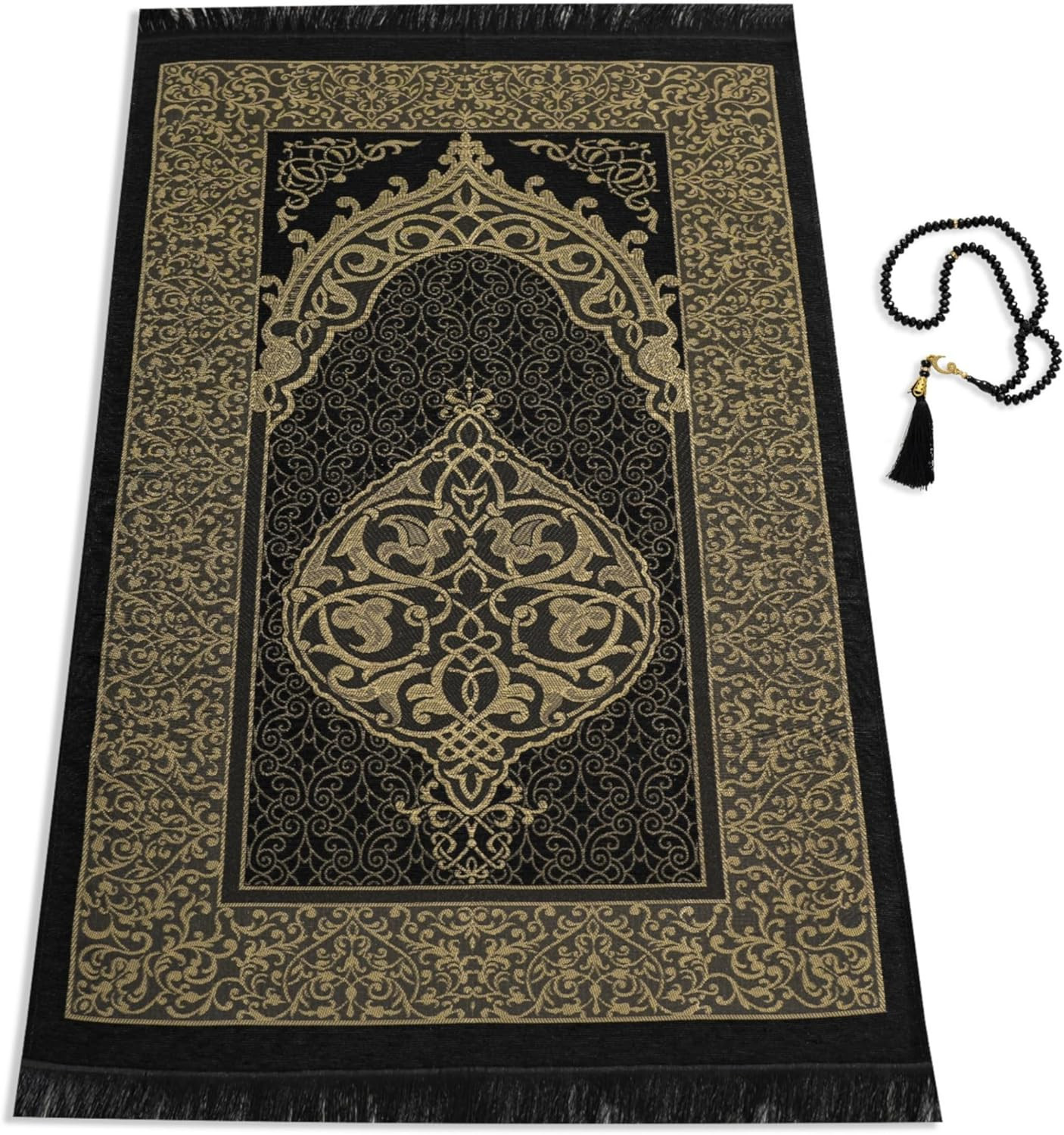 Muslim Prayer Rug with Islam Prayer Beads - Travel Prayer Mat, Islamic Gifts for Muslim Prayer Rug with Islam Prayer Beads - Travel Prayer Mat, Islamic Gifts for