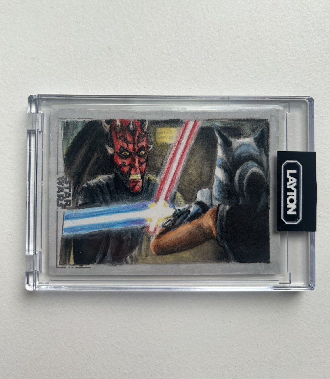 Topps Star Wars Galaxy 2026 Sketch Card Maul vs Ahsoka Auto 1/1 Topps Star Wars Galaxy 2026 Sketch Card Maul vs Ahsoka Auto 1/1