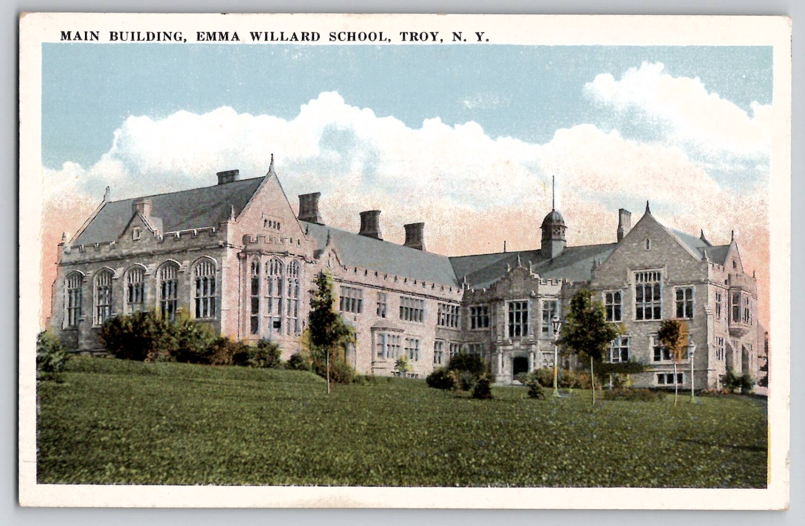 Main Building Emma Willard School Troy NY New York WB Postcard c1915-20s