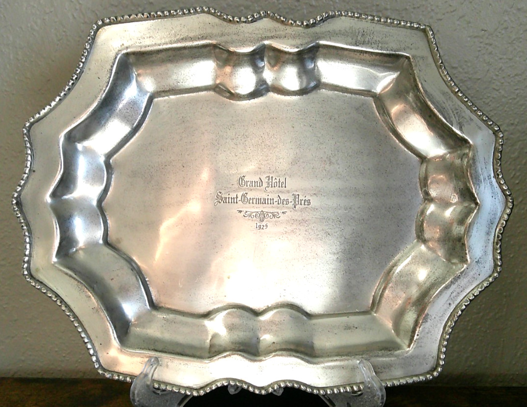 Zodax Silver Tone Tray Grand Hotel Saint-Germain-des-Pres 1925 Zodax Silver Tone Tray Grand Hotel Saint-Germain-des-Pres 1925