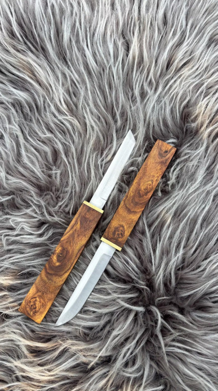 Handmade Functional Japanese double blade Tanto Knife with Wood Handle