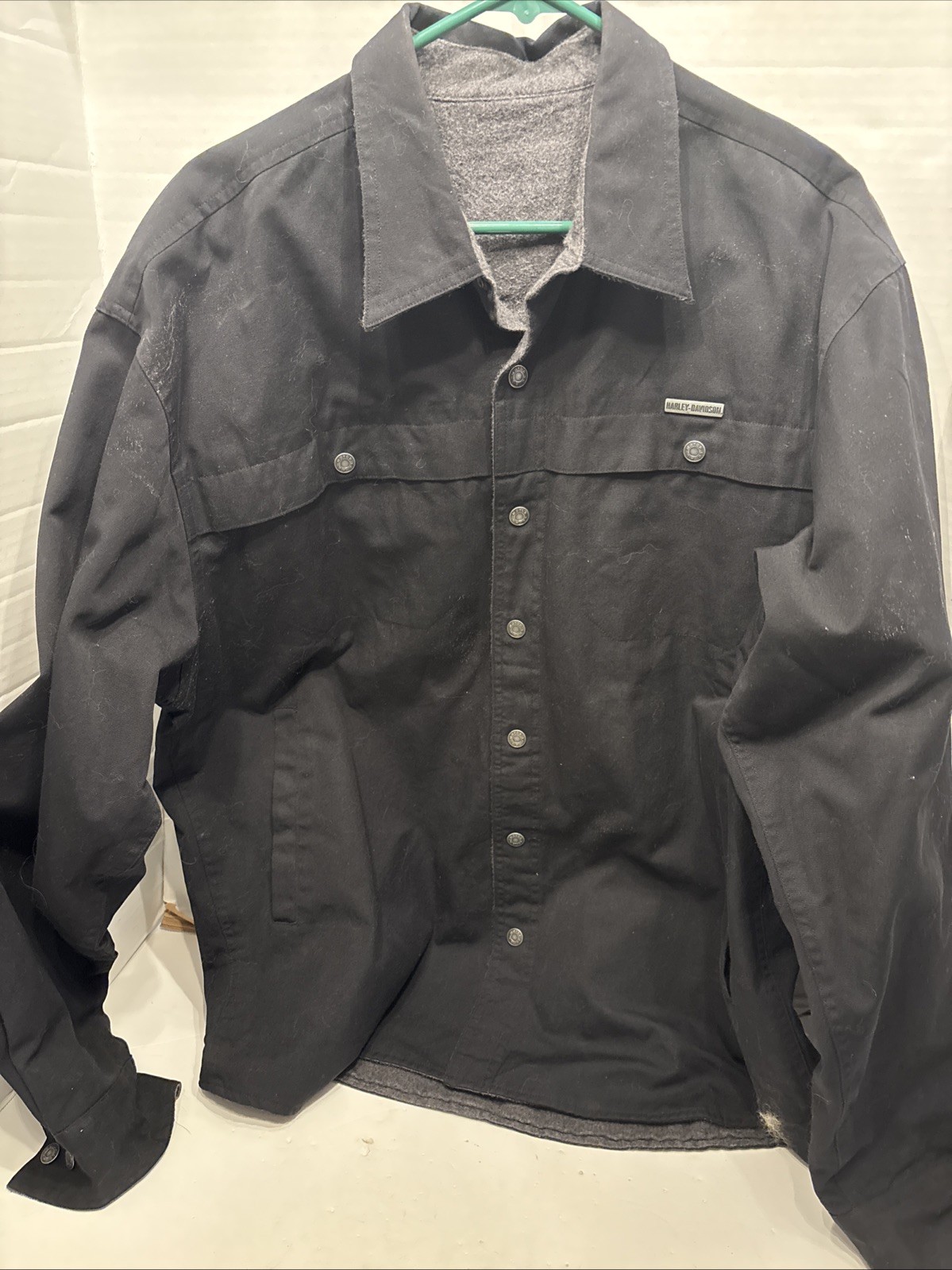 Harley Davidson Black Button Up Embroidered Long Sleeve Shirt Jacket Men’s XL