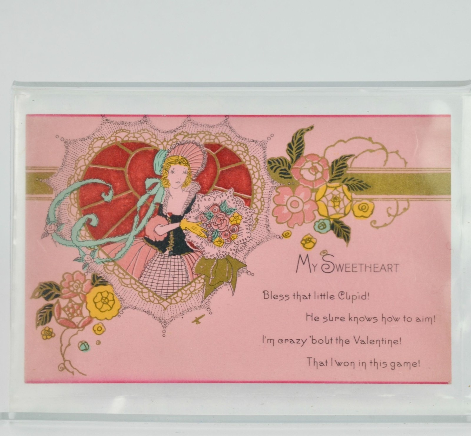 My Sweetheart Vintage Valentine\'s Day Card Pink