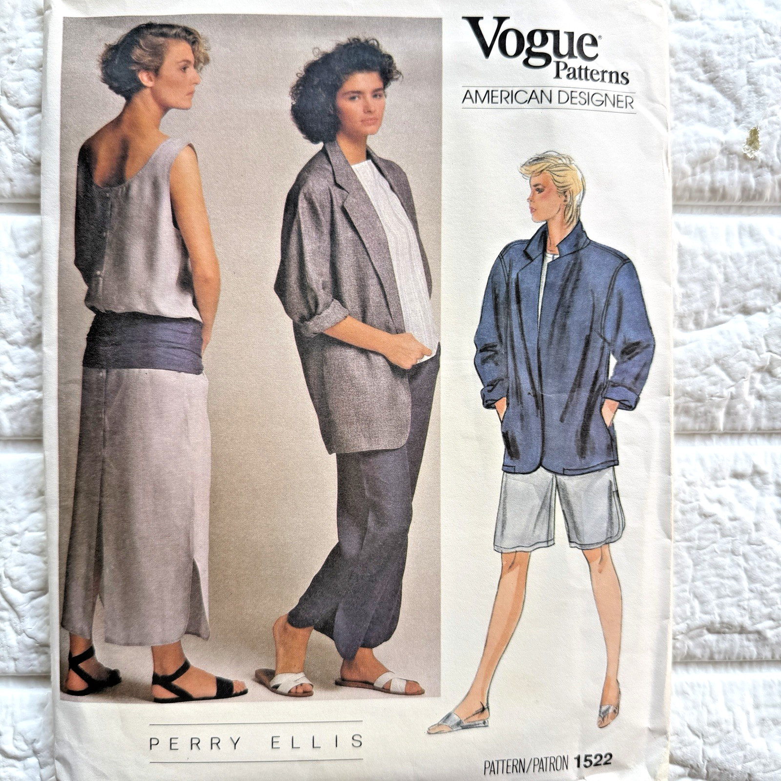 Vtg NEW Vogue 1522 Pattern Sz 8P Perry Ellis 80s American Designer Dress UNCUT