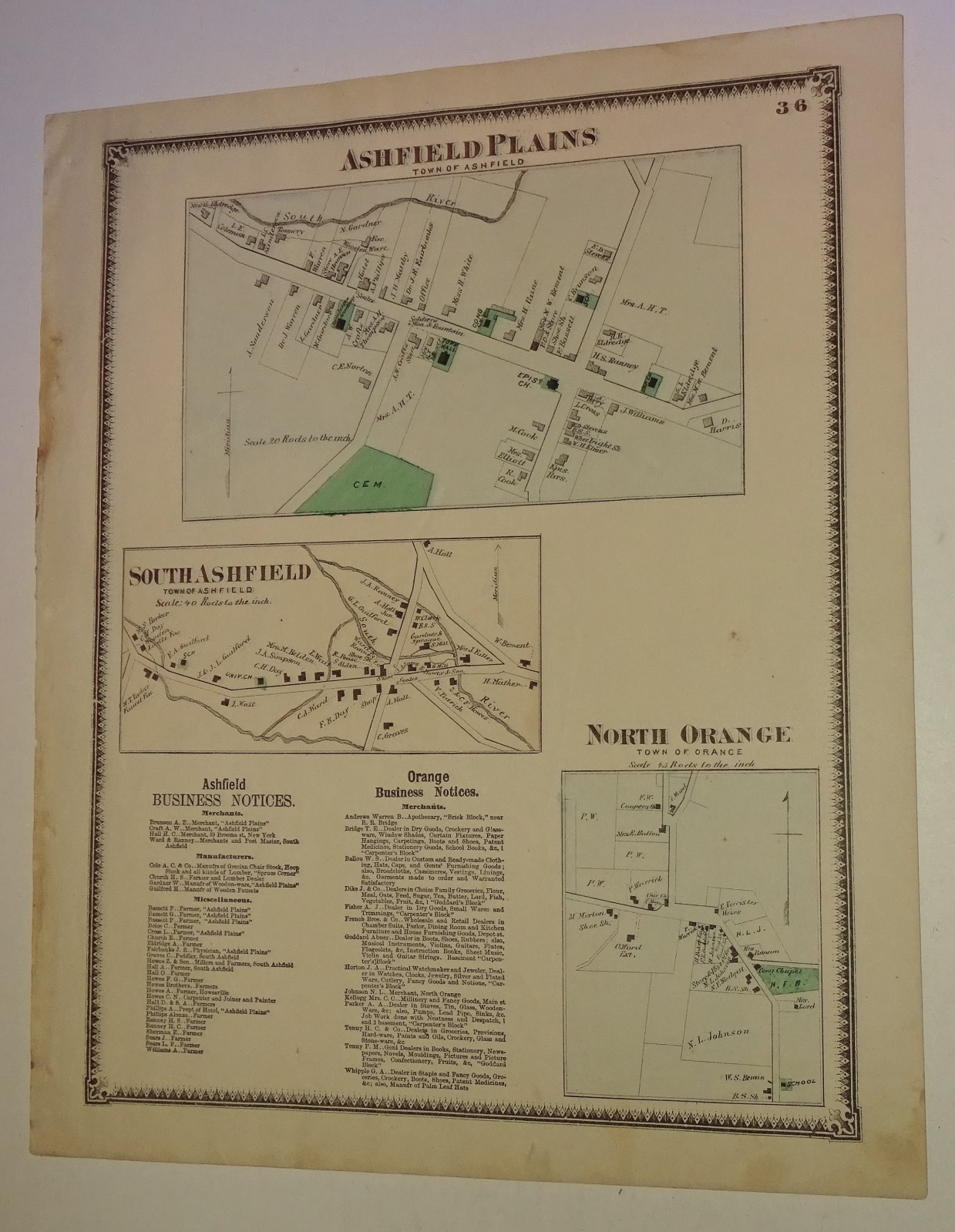 1871 map of Ashfield and Orange MA taken from F.W. Beers & Co Franklin Co. Atlas 1871 map of Ashfield and Orange MA taken from F.W. Beers & Co Franklin Co. Atlas