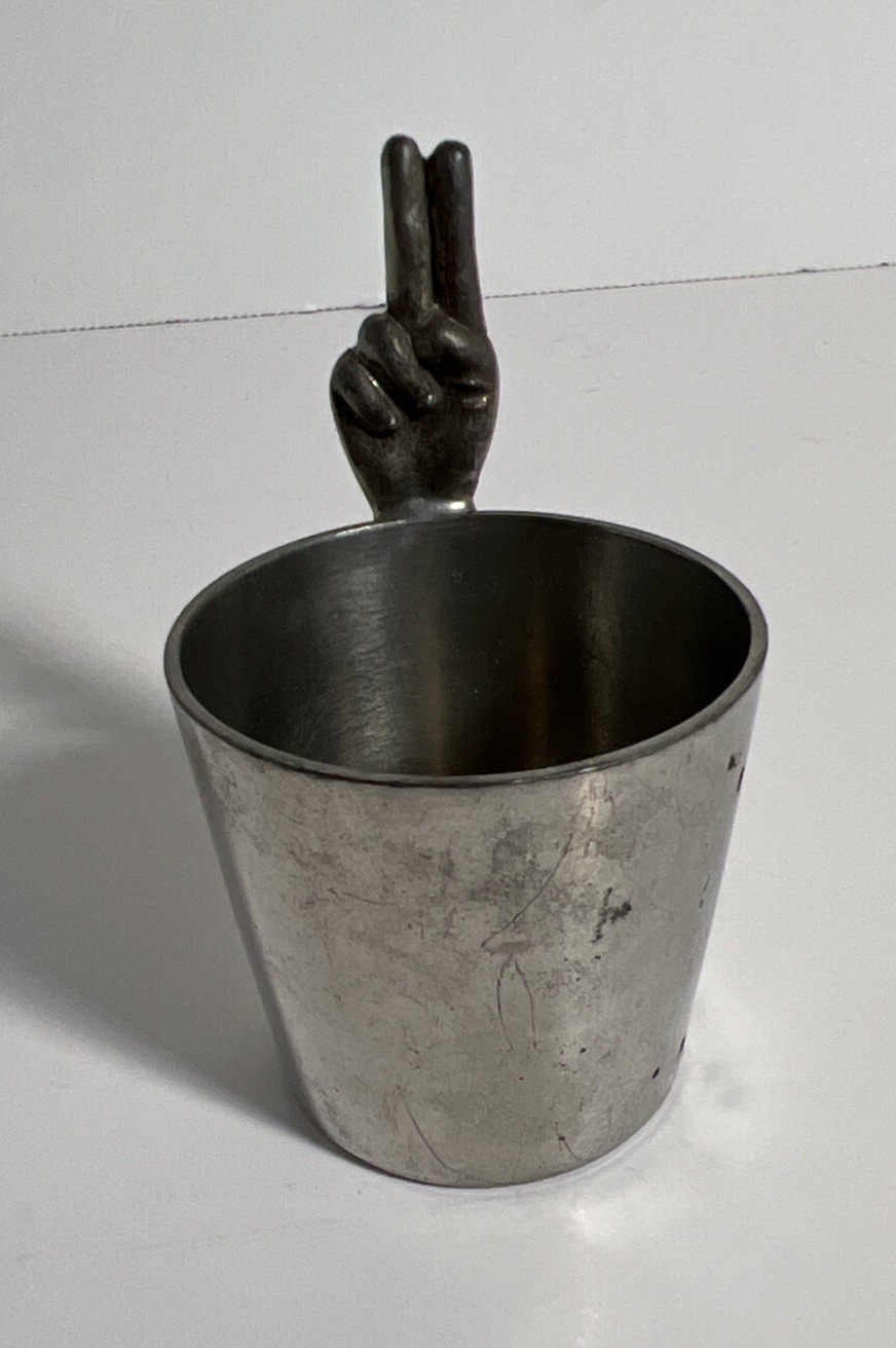 Vtg Barware James Dixon & Sons For Neiman Marcus Pewter Two Finger Jigger EUC